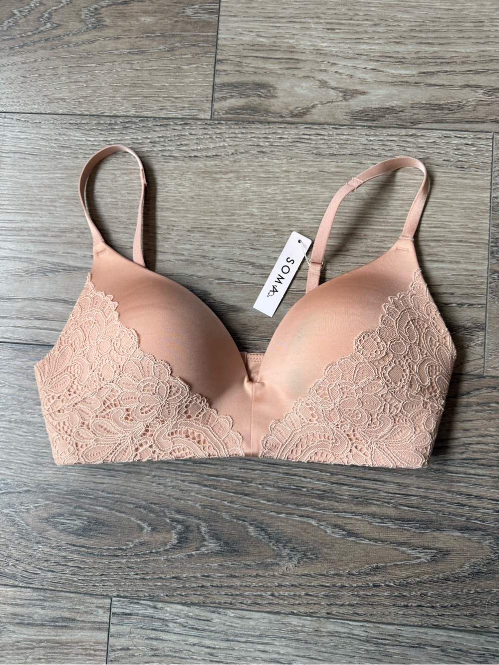 103.  SOMA Stunning Wireless Lace Push Up Bra 34C NWT